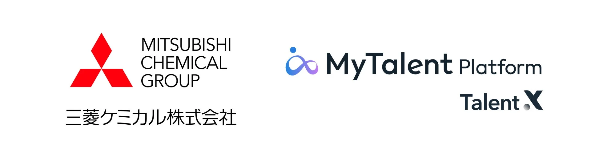 三菱ケミカルグループとMyTalent Platform、Talent.Xのロゴが並べられており、これら企業間の連携やサービス提供を示唆している画像です。