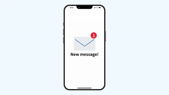 スマートフォンに新着メッセージ通知