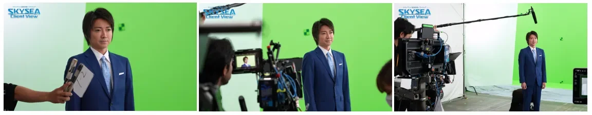 撮影現場、グリーンバック