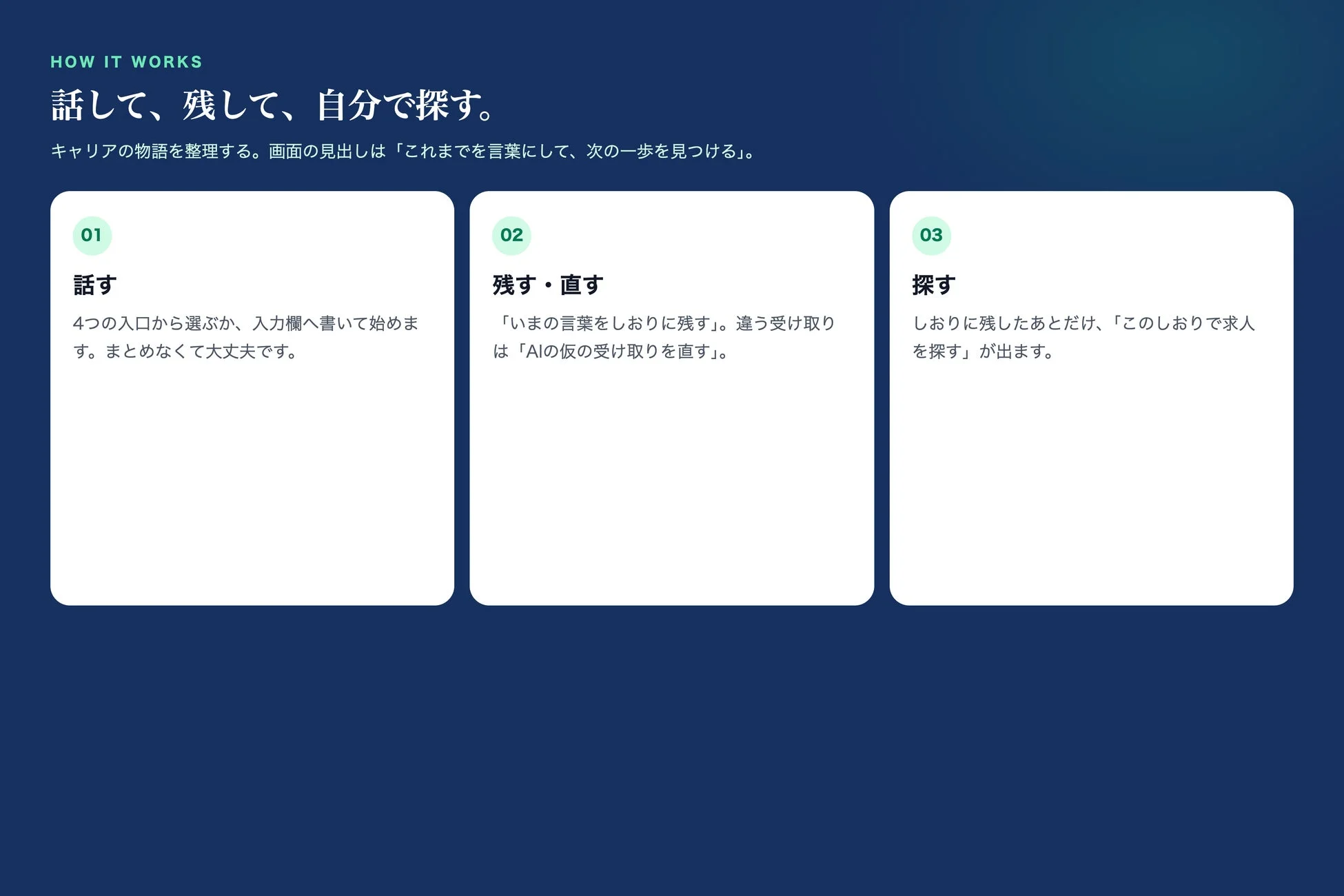 話して、残して、自分で探す。