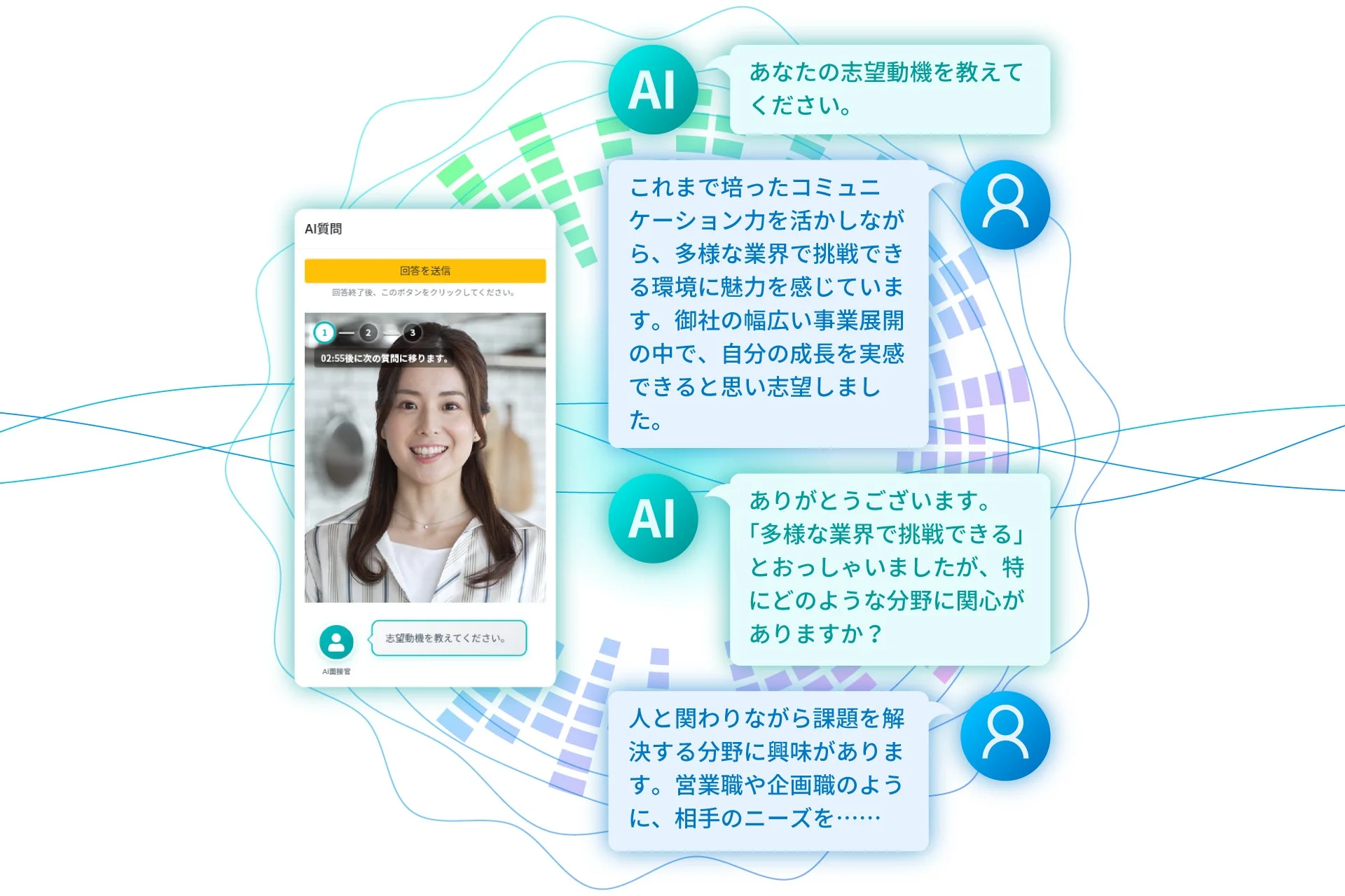 AIと応募者の対話画面