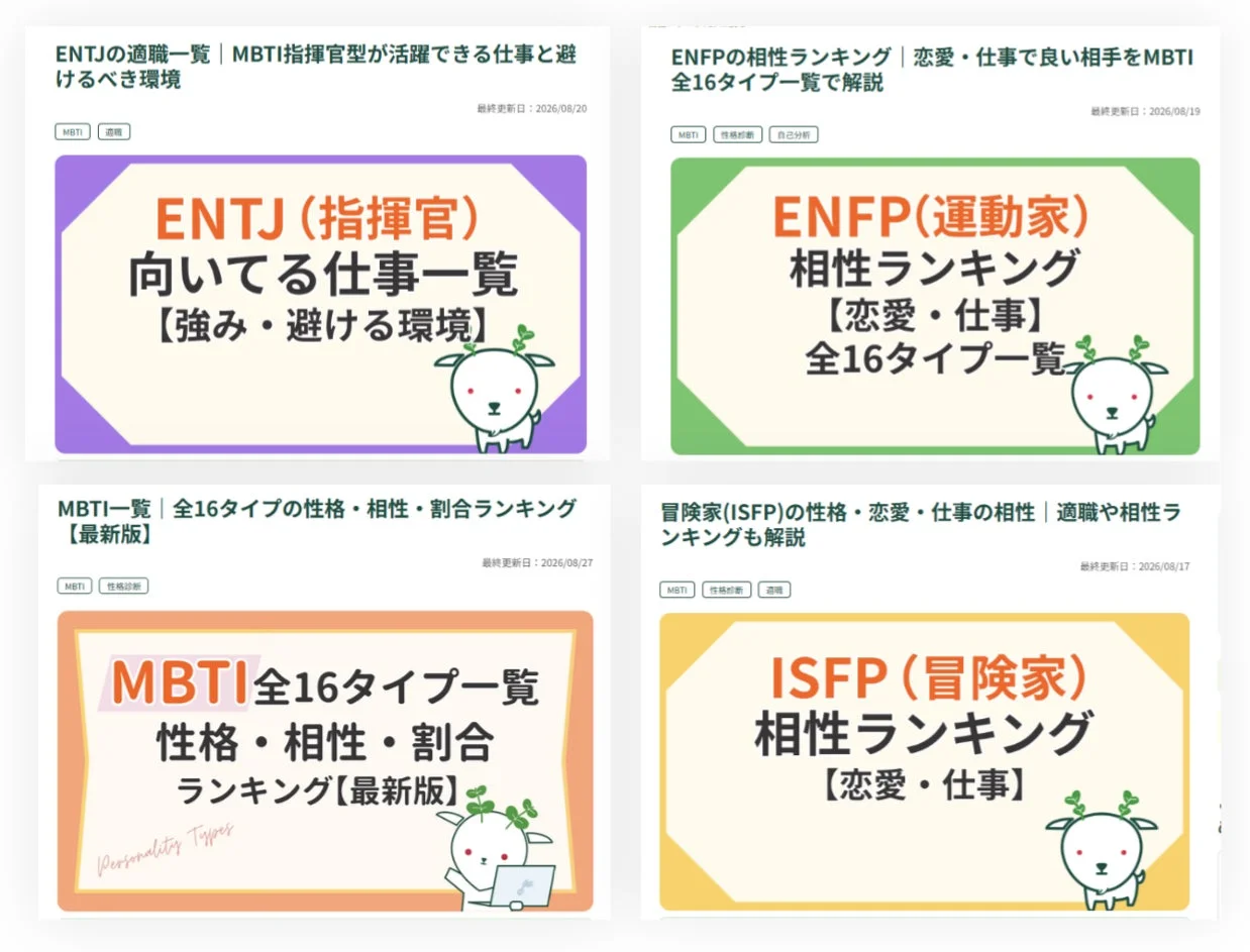 MBTIコンテンツのサムネイル